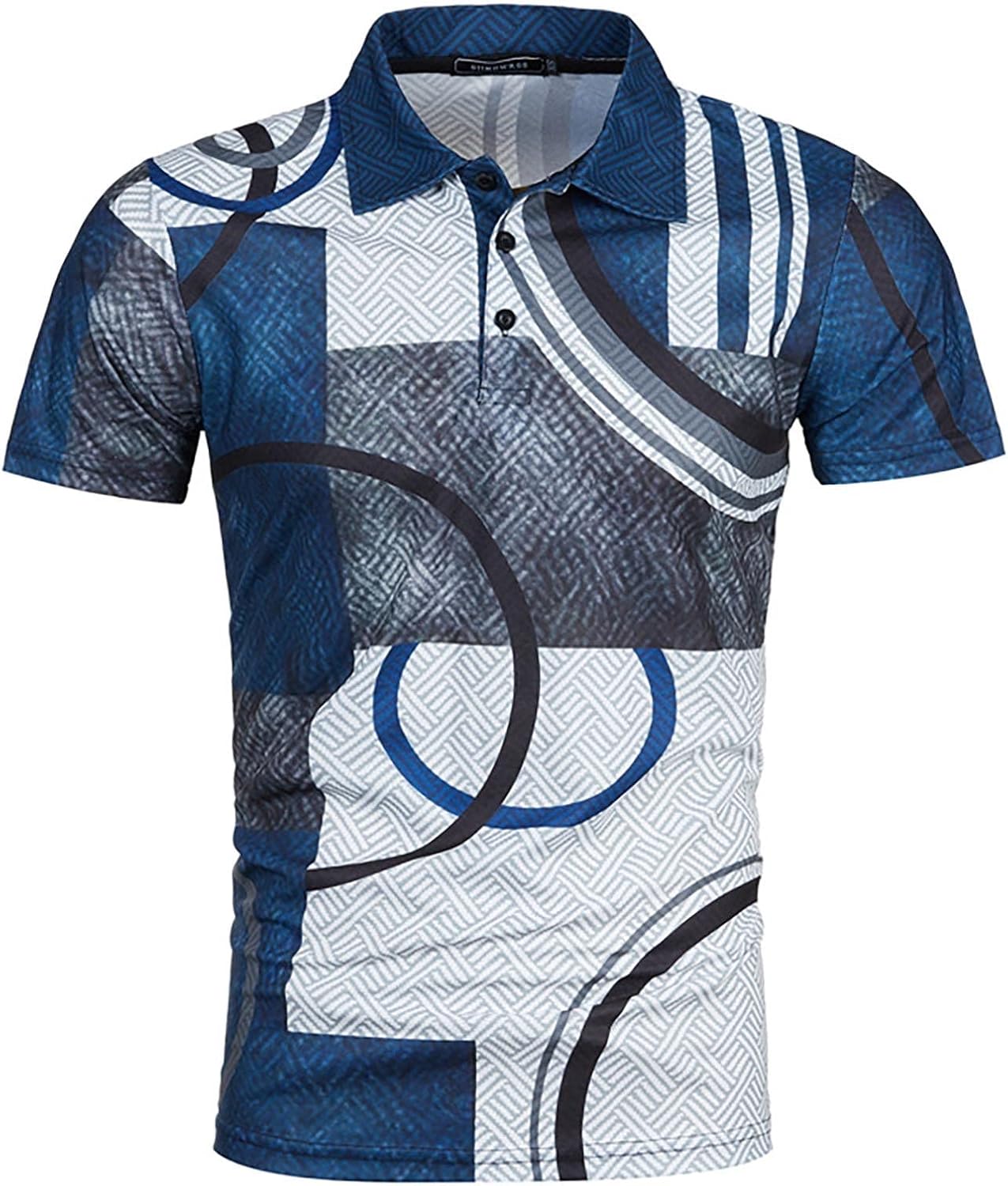Ymosrh Men's Polo Shirts Short Sleeve Graphic Golf Shirts Casual Button Down T Shirt Business Casual Shirts, M-5XL