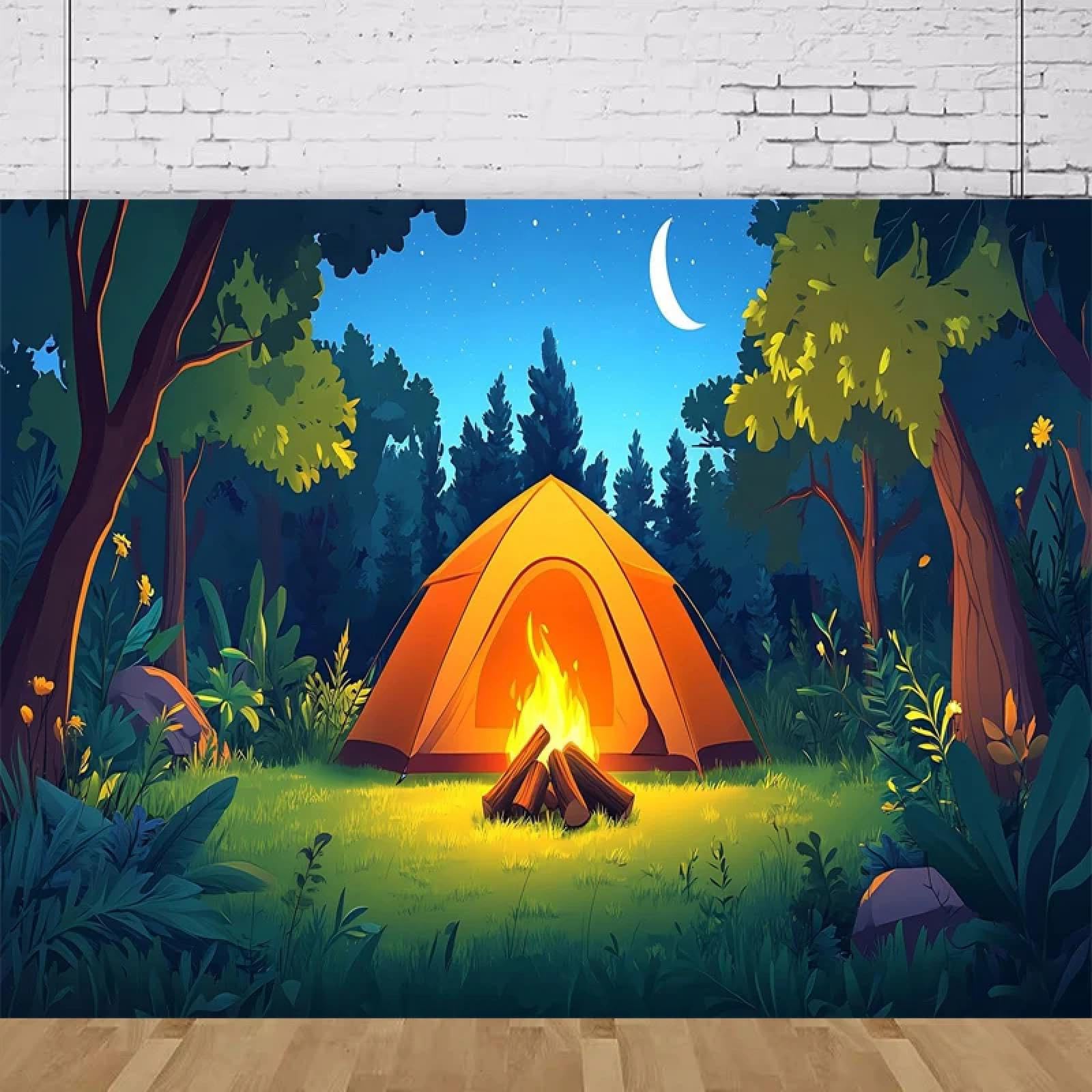 Witaj w My Camping Fotografia Tło Camping Happy Birthday Party Decor Banner Wall Poster