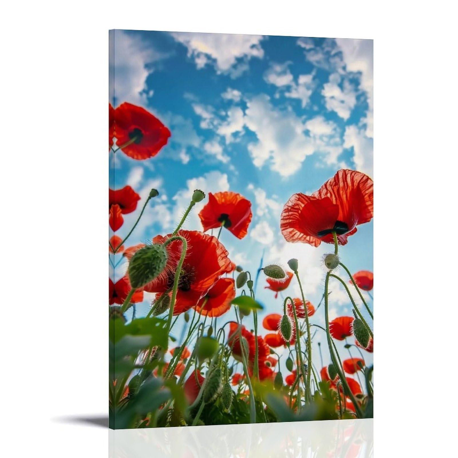 Hueryryhy Frame-Style 24X36inch Vibrant Red Poppies Framing Golden Hour Cloudscape 03 Poster Wall Art Canvas Vintage Aesthetic Painting Decor For Rooms 24X36inch Frame-Style