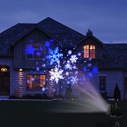 Miniatura 6 de Proyector de luz LED de nevada, proyector de luces de copo de nieve de Navidad para exteriores, luces de proyector LED de Navidad Sanwsmo,