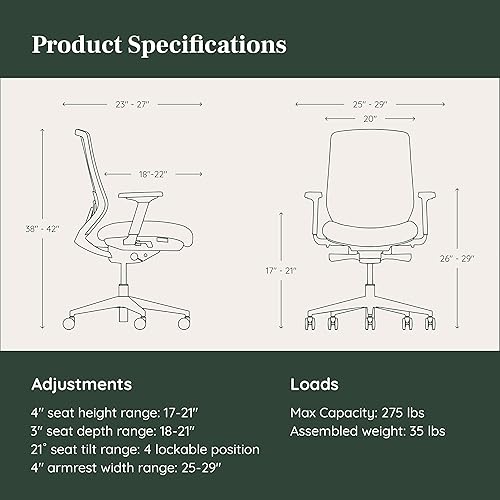 Miniatura 3 de Branch Ergonomic Chair - A Versatile Desk Chair with Adjustable Lumbar Support, Breathable Mesh Backrest, and Smooth Wheels - Experience Optimal
