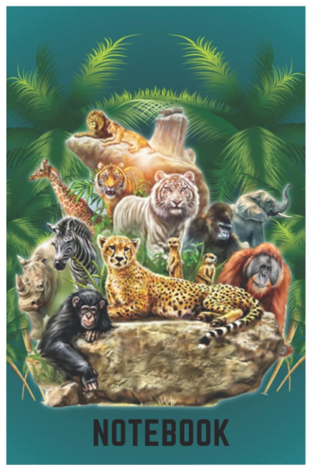 Notebook - 3. Animals67 The Animal Lover's Fun-Schooling Journal: CollegeRuled _6in x 9in x 114 Pages White Paper Blank Journal with Black Cover Perfect Size