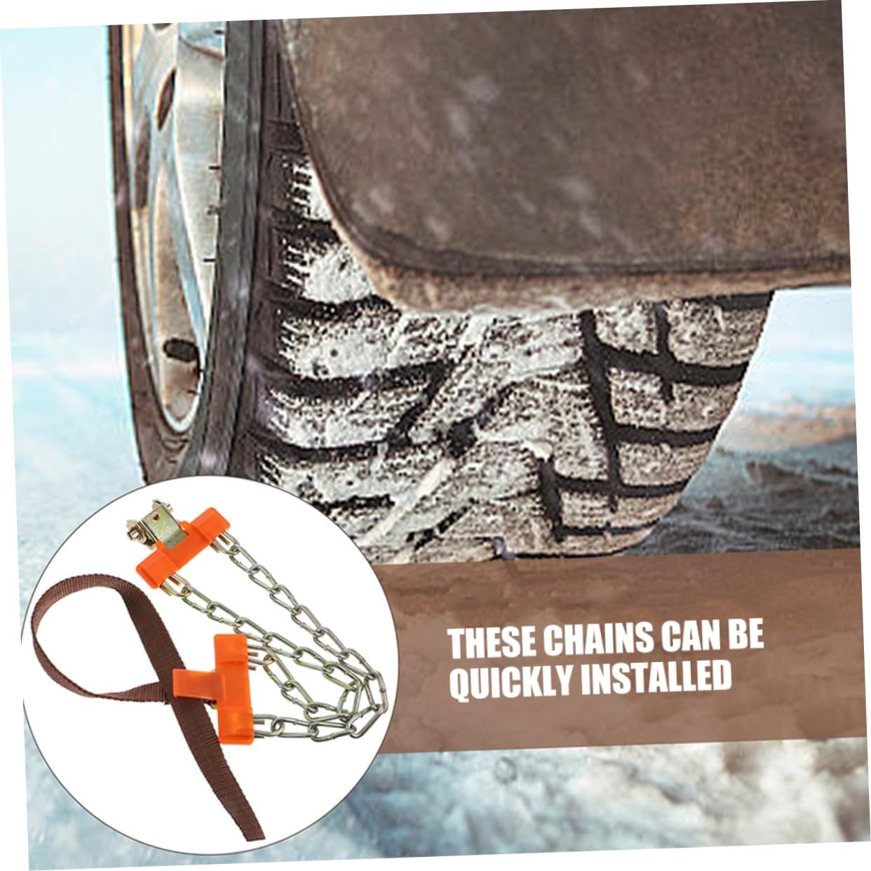 Unomor Anti-Skid Tire Chains for Cars Universal Snow Chains for Small Cars and SUVs for Winter Driving Sturdy Steel Construction