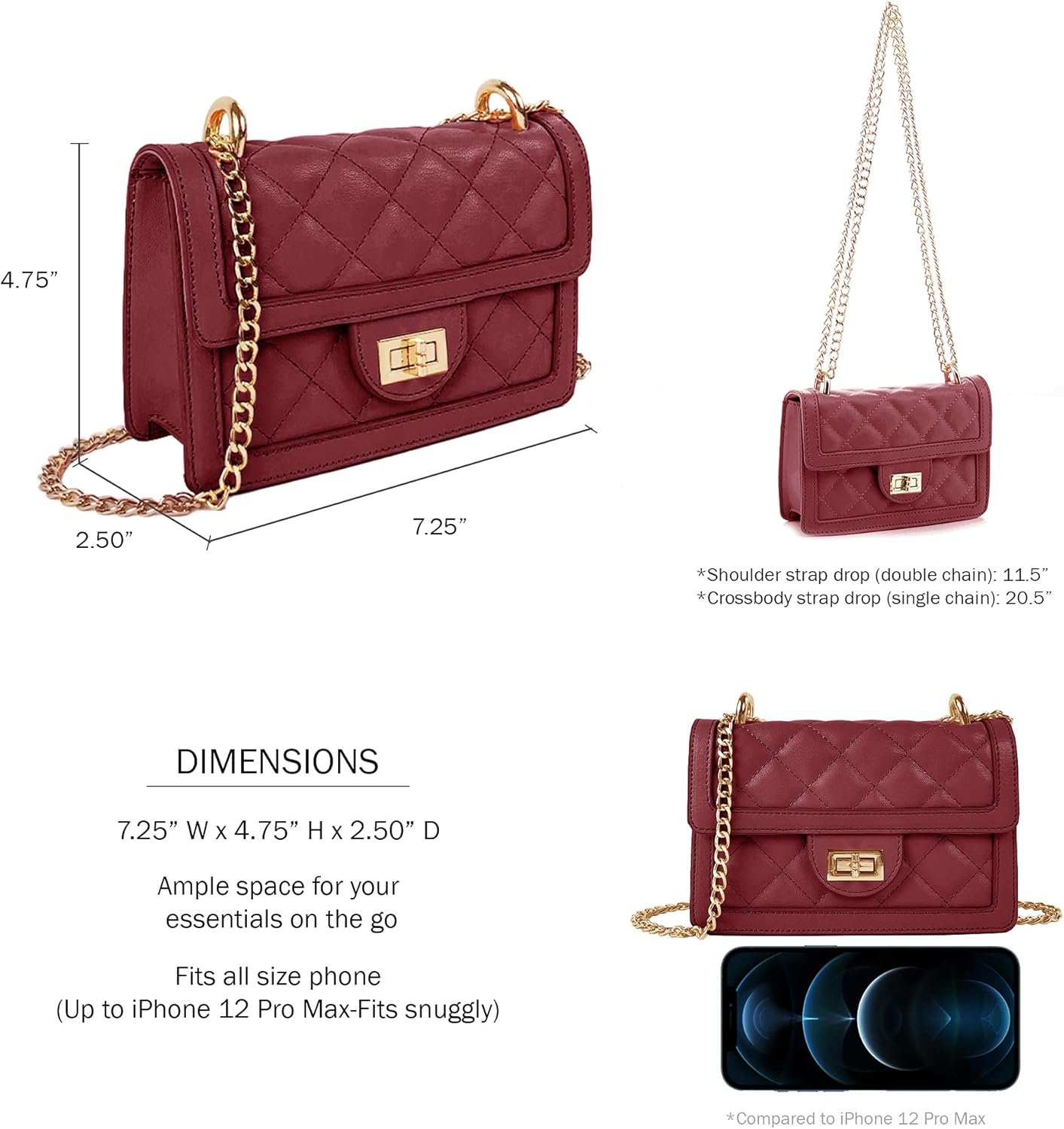 SG SUGU Small Quilted Crossbody Bag, Trendy Designer Mini Shoulder Bag, Phone Wallet Purse for Women - Image 4