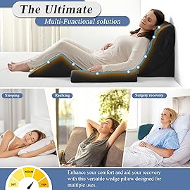 Axelrod 4PCS Orthopedic Bed Wedge Pillow Set, Post Surgery Foam for Back, Neck and Leg Pain Relief Comfortable & Adjustable Pillows- Anti Snoring, Heartburn, Acid Reflux & GERD Sleeping Beige