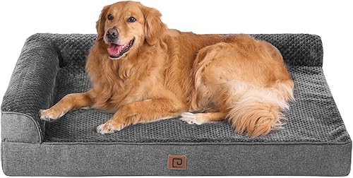 EHEYCIGA Cama ortopédica XL para perro de espuma viscoelástica, cama lavable para perro con forro impermeable y funda extraíble, sofá cama