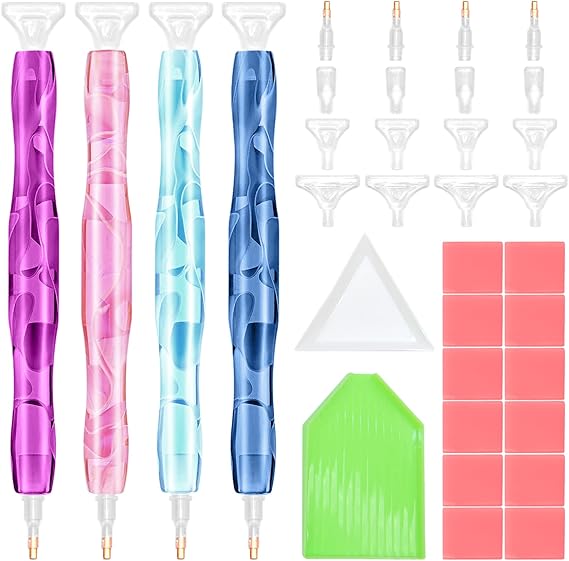 SPOKKI 4 PCS Diamond Hand Painting Pens, Resin Diamond Art Pens with