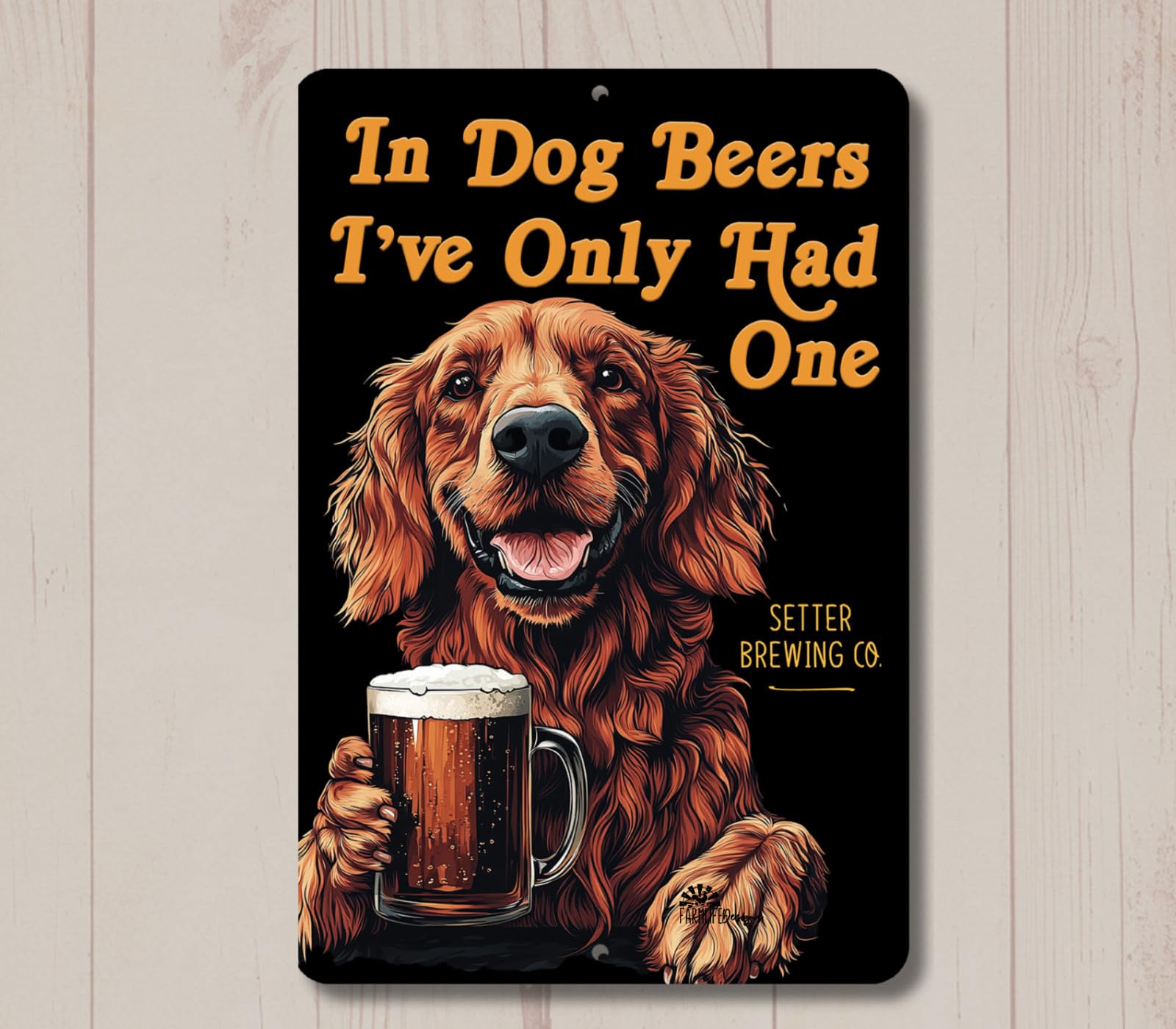 Irish Setter In Dog Beers sign man cave beer bar pub decor funny red metal tin home decor
