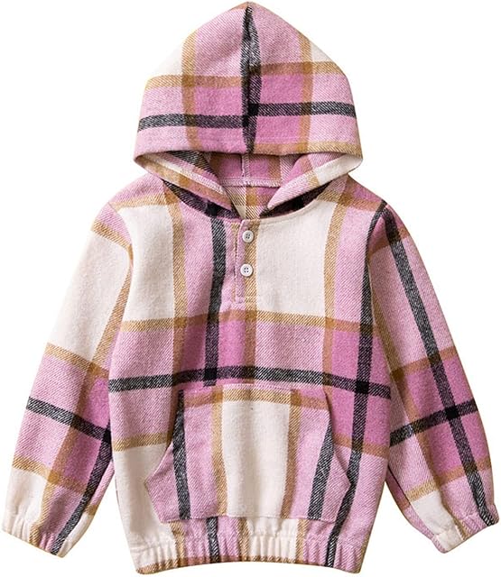 FunAloe Kids Toddler Flannel Shirt Jacket Clearance, Fall Winter Plaid Long Sleeve Lapel Button Down Shacket Coat Sale, Baby Boys Girls Fall Casual Outwear 2023 New Year Gifts for Kids