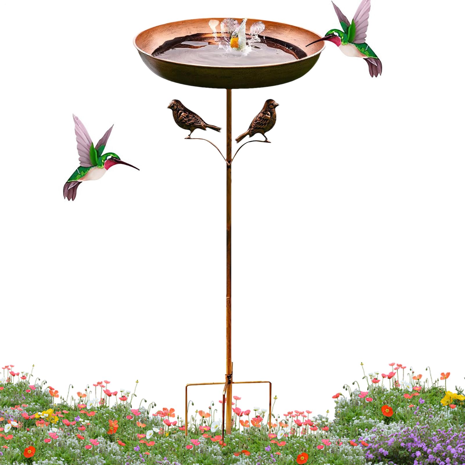 Abbeveratoio Per Uccelli In Ceramica Verde - Resistente Al Gelo, Con 2 Decorazioni, Per Giardino