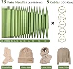 4-inch Knitting Needles Set, 13 Pairs Interchangeable Circular Knitting Needles Set Aluminum US Sizes 2.5, 3, 4, 5, 6, 7, 8, 9, 10, 10.75, 11, 13, 15 with 5 Cables, Knitting Accessories and Case (Green)