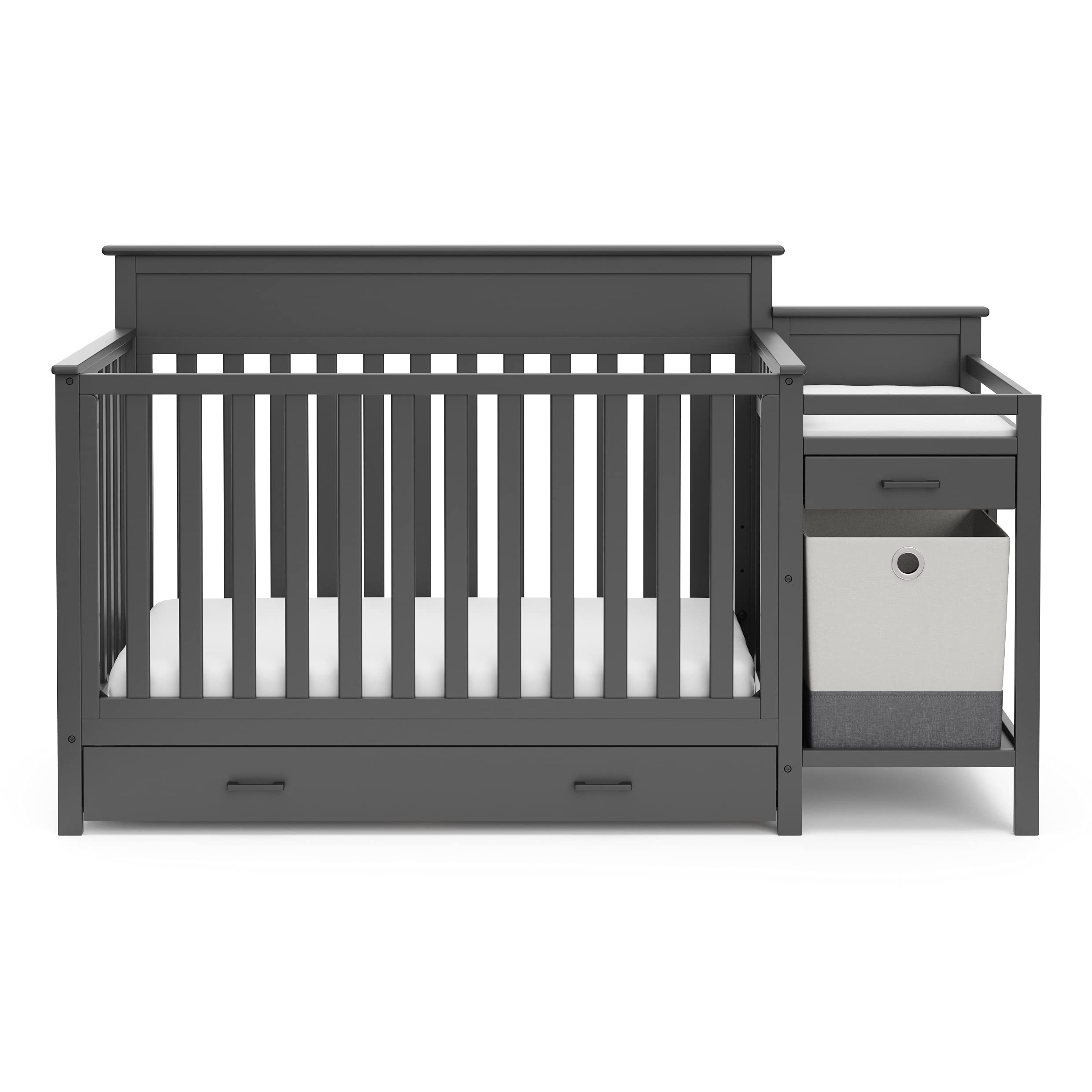Storkcraft Arizona 4in1 Convertible Crib and Changer (Gray) Crib and Changing Table Combo