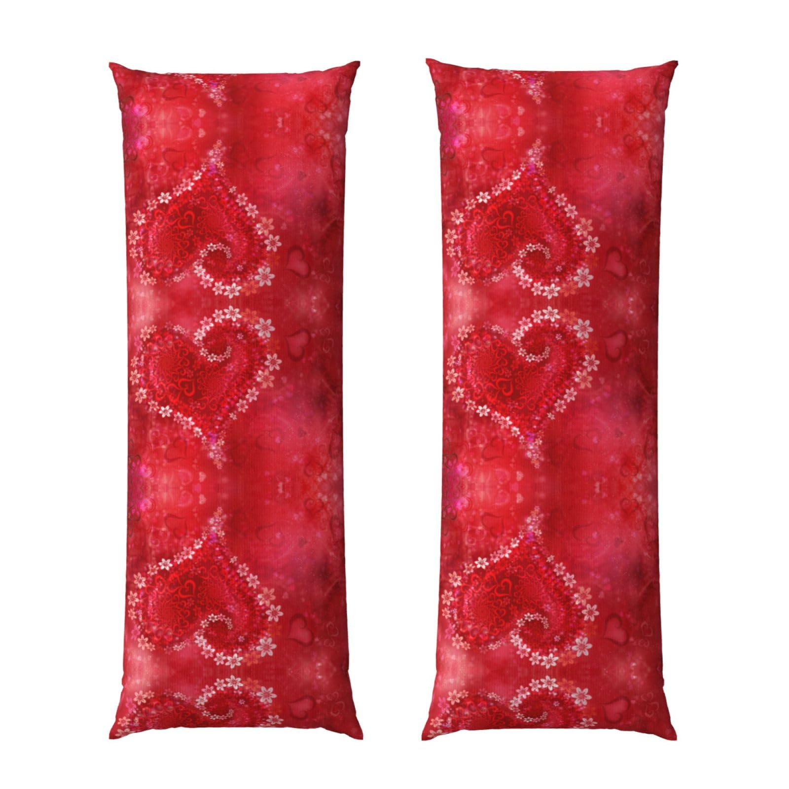 Taie de traversin long microfibre douce fermeture portefeuille cœur rouge