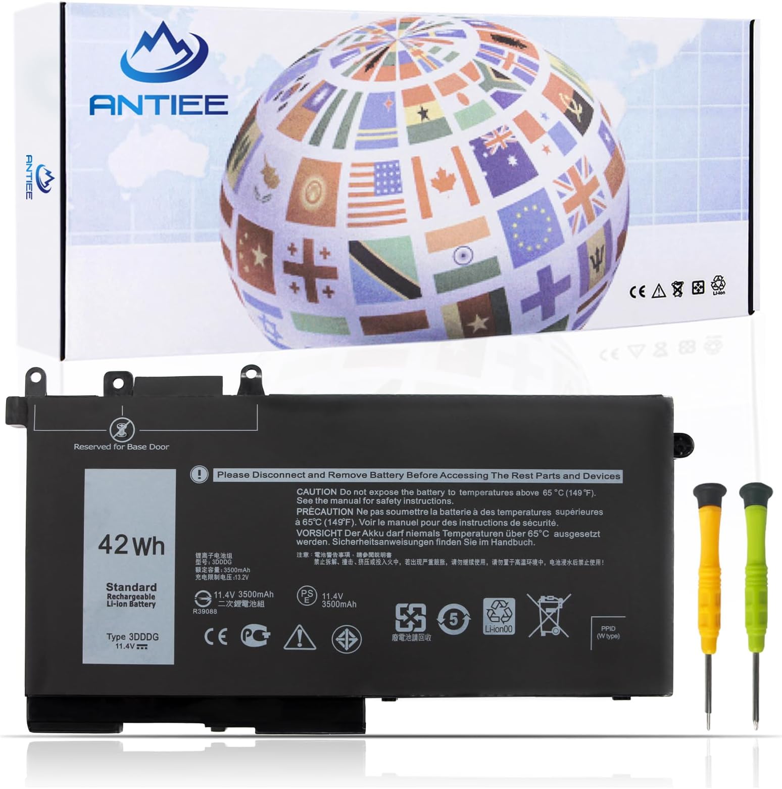 42Wh 3DDDG Laptop Battery for Dell Latitude 5280 5288 5290 5480 5488 5490 5491 5495 5580 5590 E5280 E5480 E5580 E5490 E5590 Precision 3520 3530 Series 3VC9Y 049XH 45N3J 080JT9 RRJDX 11.4V 3Cell