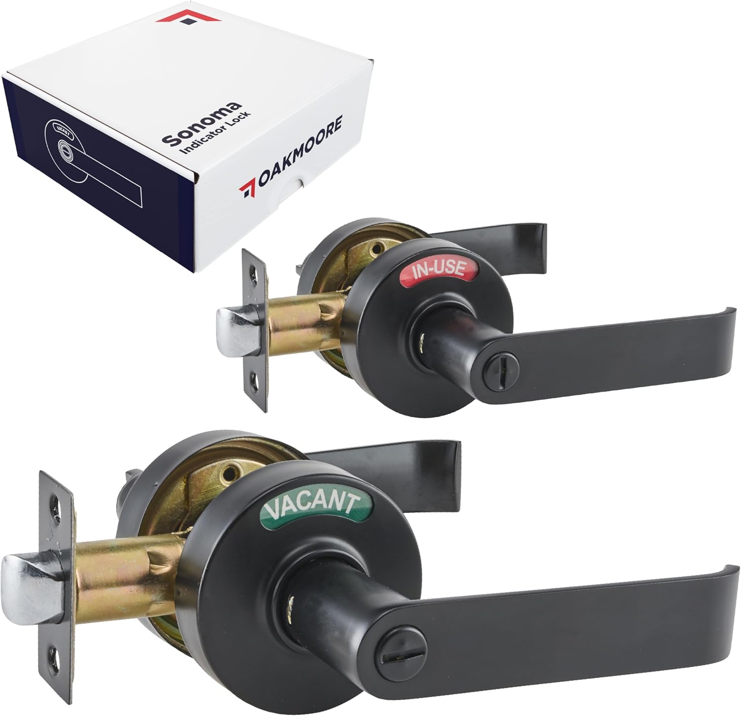 Commercial Door Handle Lock, Bathroom Locks for Home Doors, Vacant Occupied Bathroom Restroom Door Handles, Privacy Lock, Occupied Door Handle (Black)