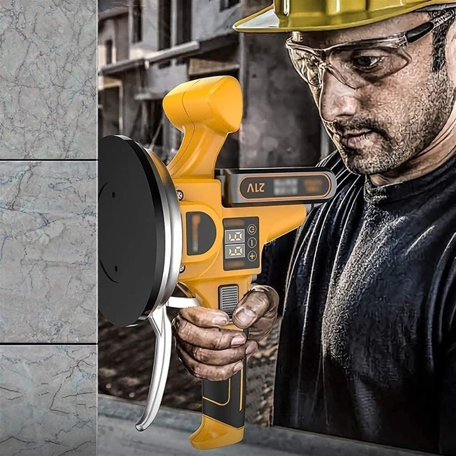 Máquina para Cubrir Azulejos Batería de Litio Azulejo de Pared Máquina para Azulejos Baldosa de Piso Herramienta de pavimentación por vibración, Adsorción máxima 400 kg (una batería de Litio