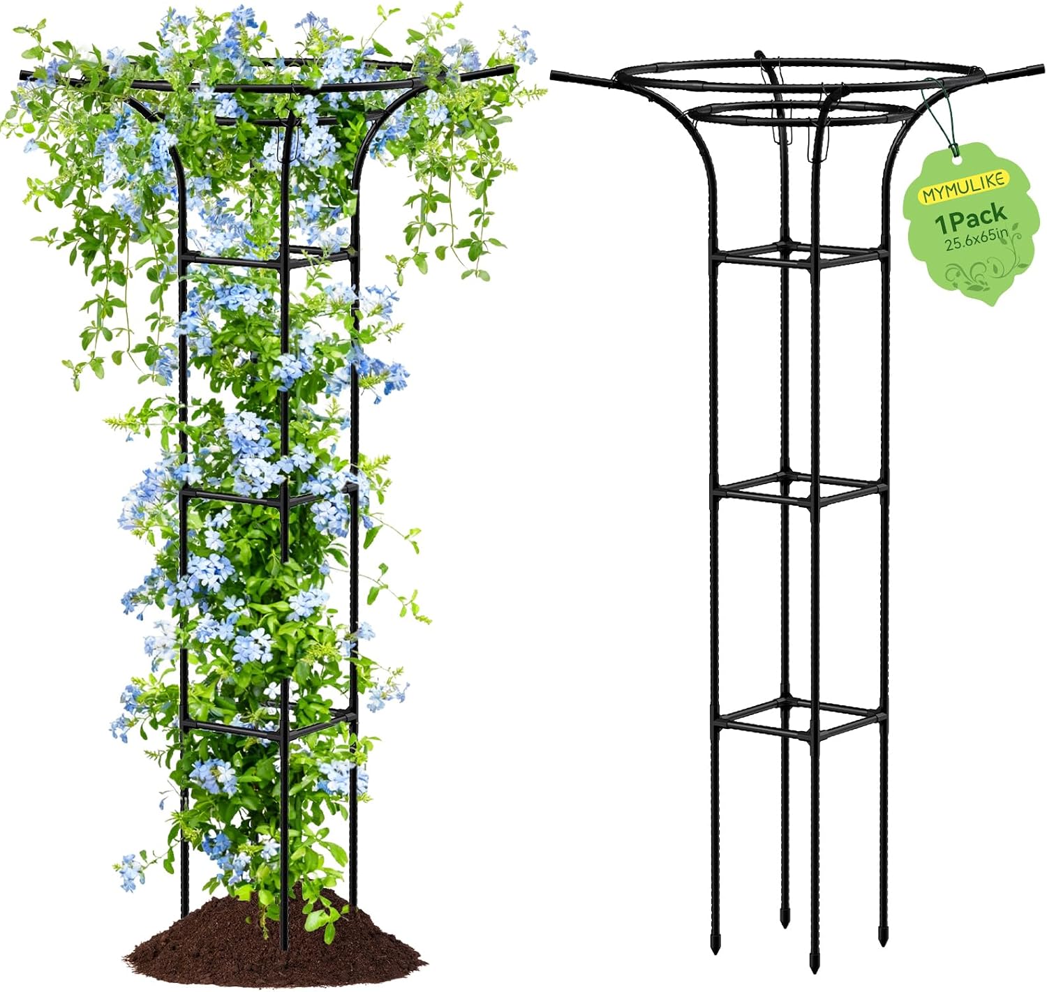 Garden Trellis for Climbing Plants Outdoor, 65 Inch Mushroom Top Trellis for Climbing Plants, Plant Trellis Support for Potted Plants Climbing Vine Rose Clematis Vegetable Trellis, 1 Pack (1)
