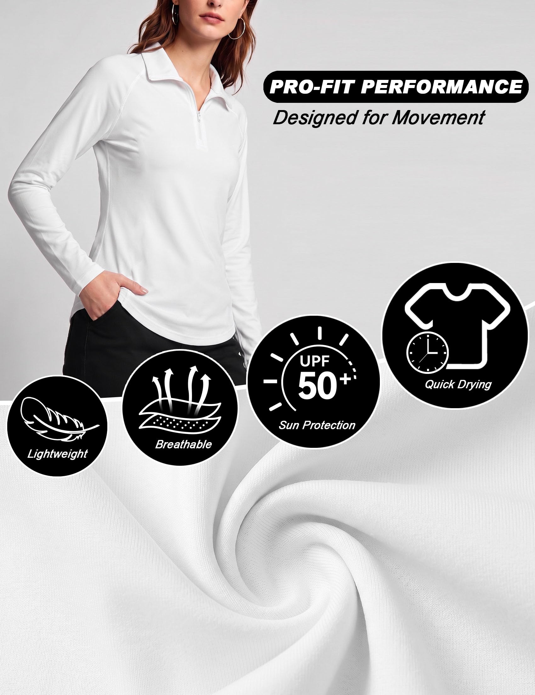 iClosam Maglia Sportiva Donna Manica Lunga Maglia Tecnica Trekking con Mezza Zip Maglietta da Corsa Traspirante Maglie Running Leggera XS-3XL