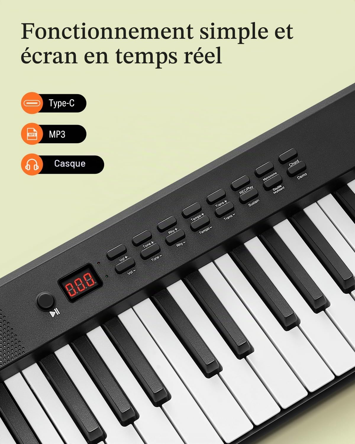 Donner DP-10 clavier de piano portable 88 touches pour débutant, clavier de piano pliable Bluetooth avec pédale, sac de piano, noir