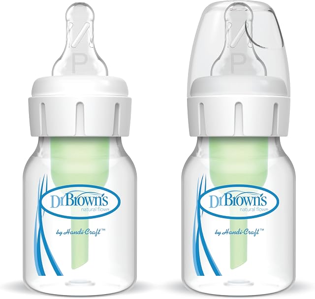 Dr. Brown’s Natural Flow® Anti-Colic Narrow Baby Bottle, 2oz/60mL with Preemie Flow™ Nipple, 2 Pack
