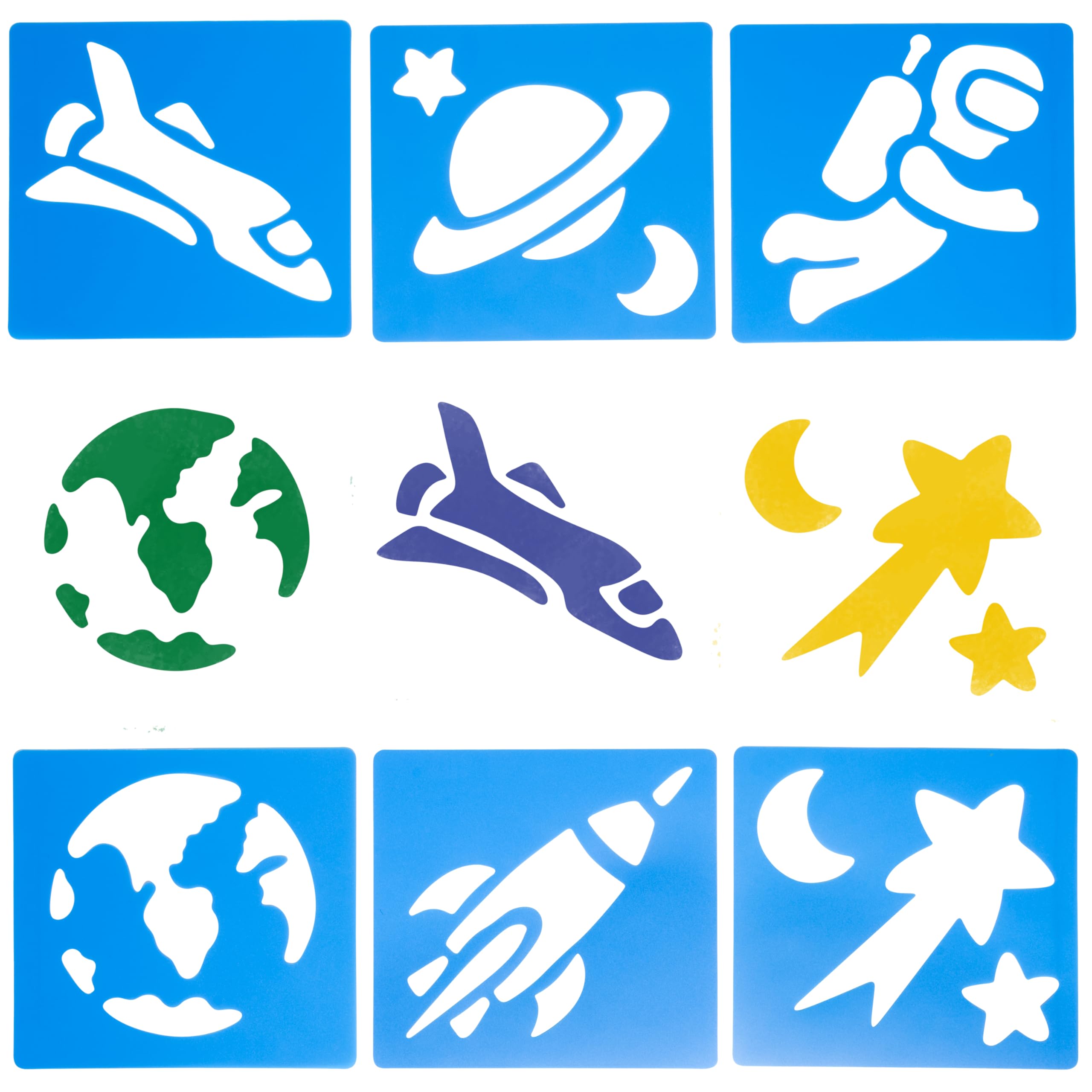 Washable Plastic Stencils | Space Themed | Pack of 6