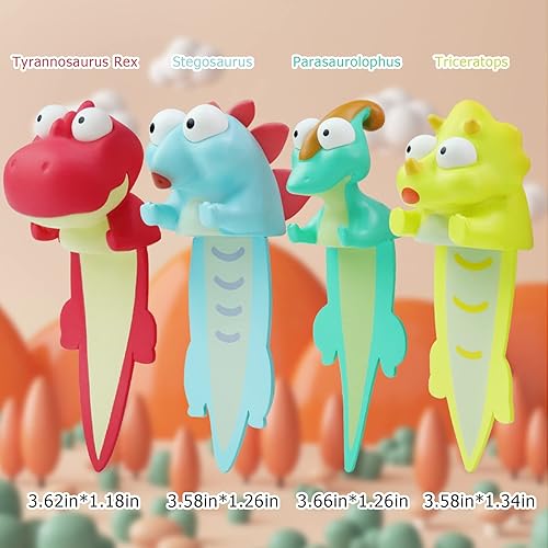 Miniatura 4 de Marcadores 3D, divertidos marcadores de dinosaurios, marcadores de animales de dibujos animados, marcadores de libros para niños, estudiantes y