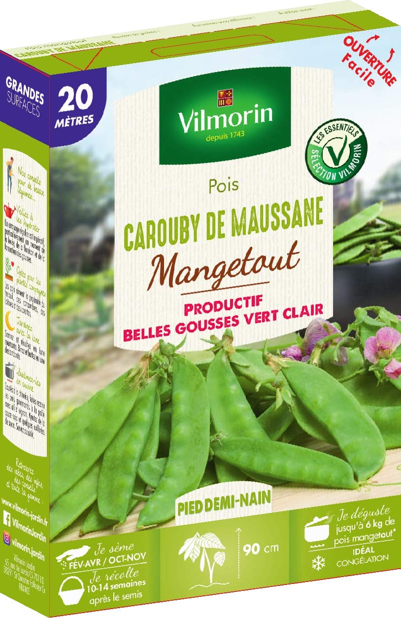 Pois Carouby de Maussane Vilmorin boite serie 20m vert pour potager