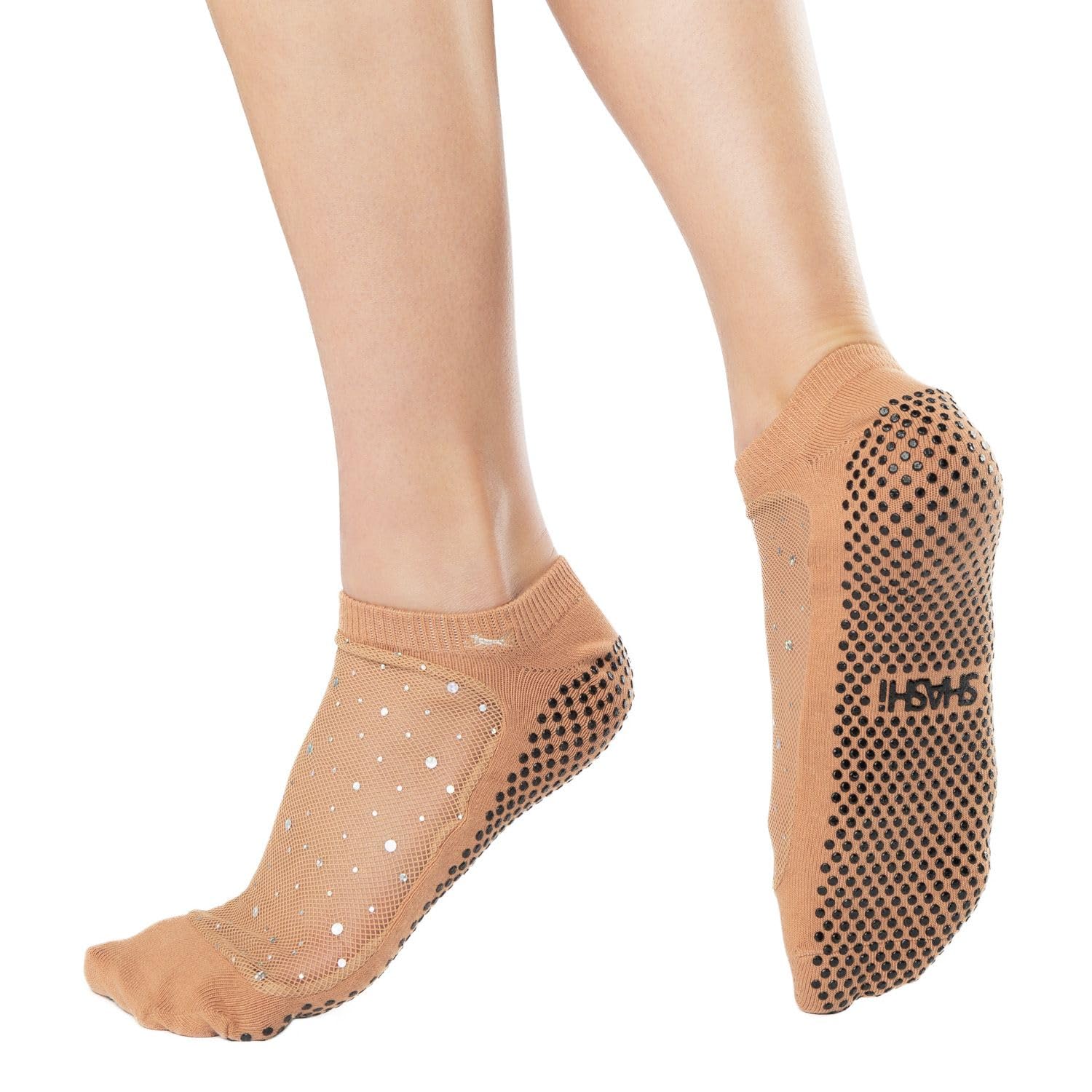 SHASHISparkle Mesh Socks for Women – Shimmer, Full-Coverage Non Slip Socks for Barre, Yoga and More