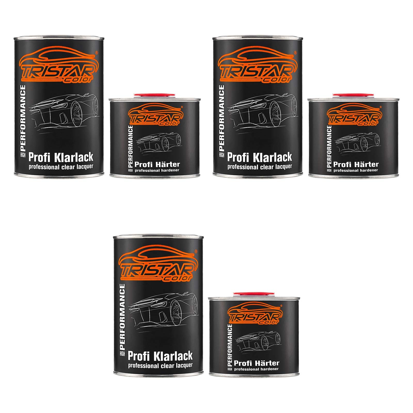 3 x 1,5 Liter 2K Klarlack Autolack hochglänzend HS incl. Härter