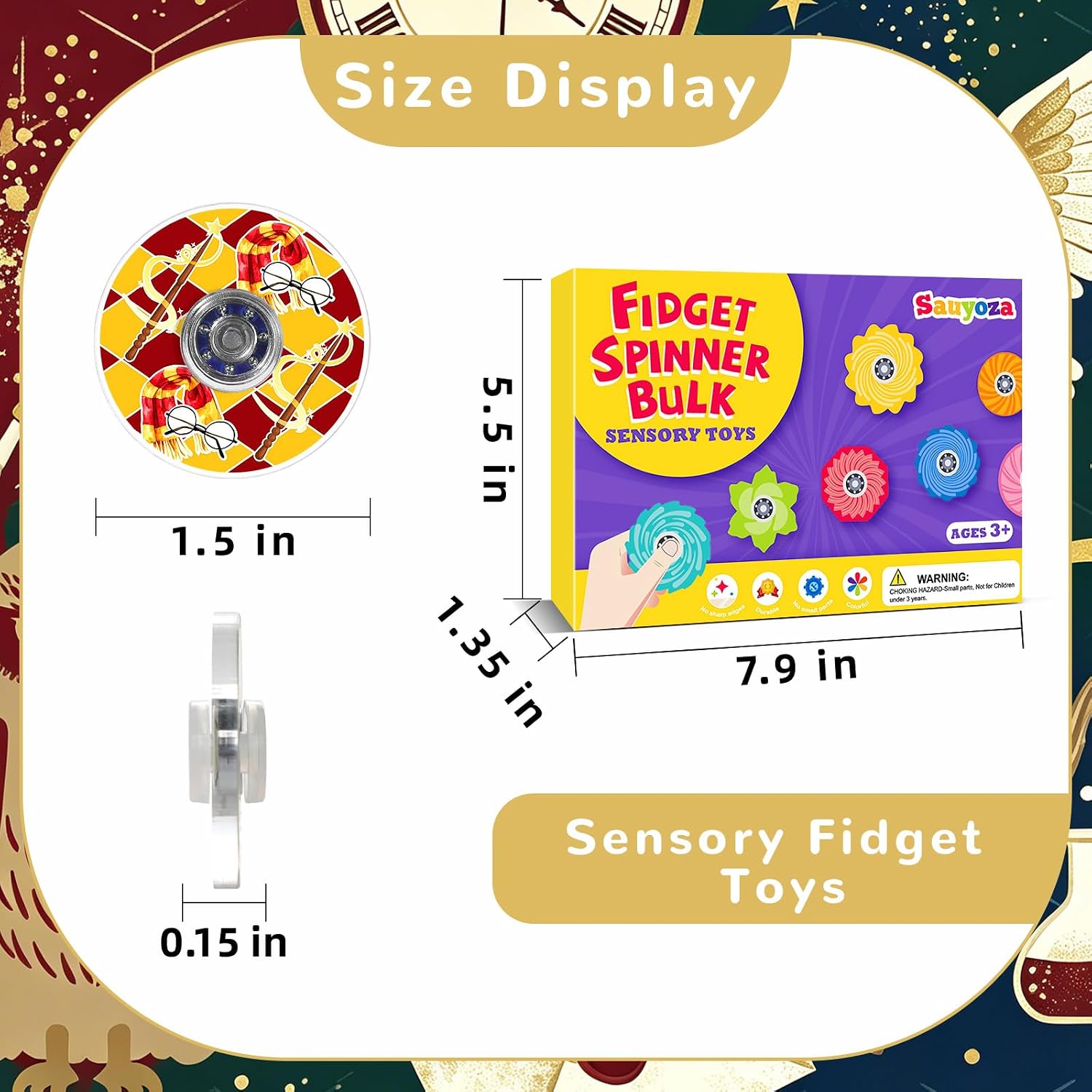 52 Pack Wizard Party Favors Fidget Spinner for Kids Birthday, Magic Fidget Toys Bulk for Classroom Rewards, Goodie Bag Stuffers Gifts, Magic Party Supplies image 5