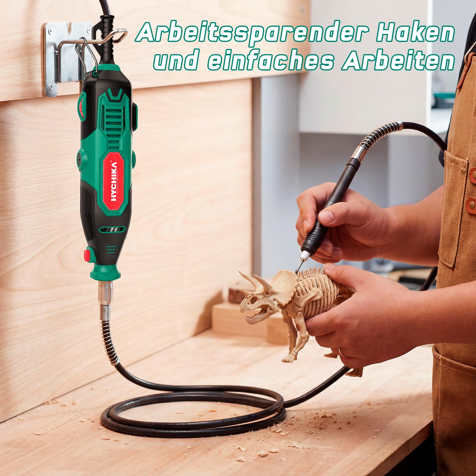 HYCHIKA 150W Rotationswerkzeug-Set 7-Stufig 10000-33000 U/min 167 Zubehörteile Schleifen Polieren Schneiden Bohren Gravieren