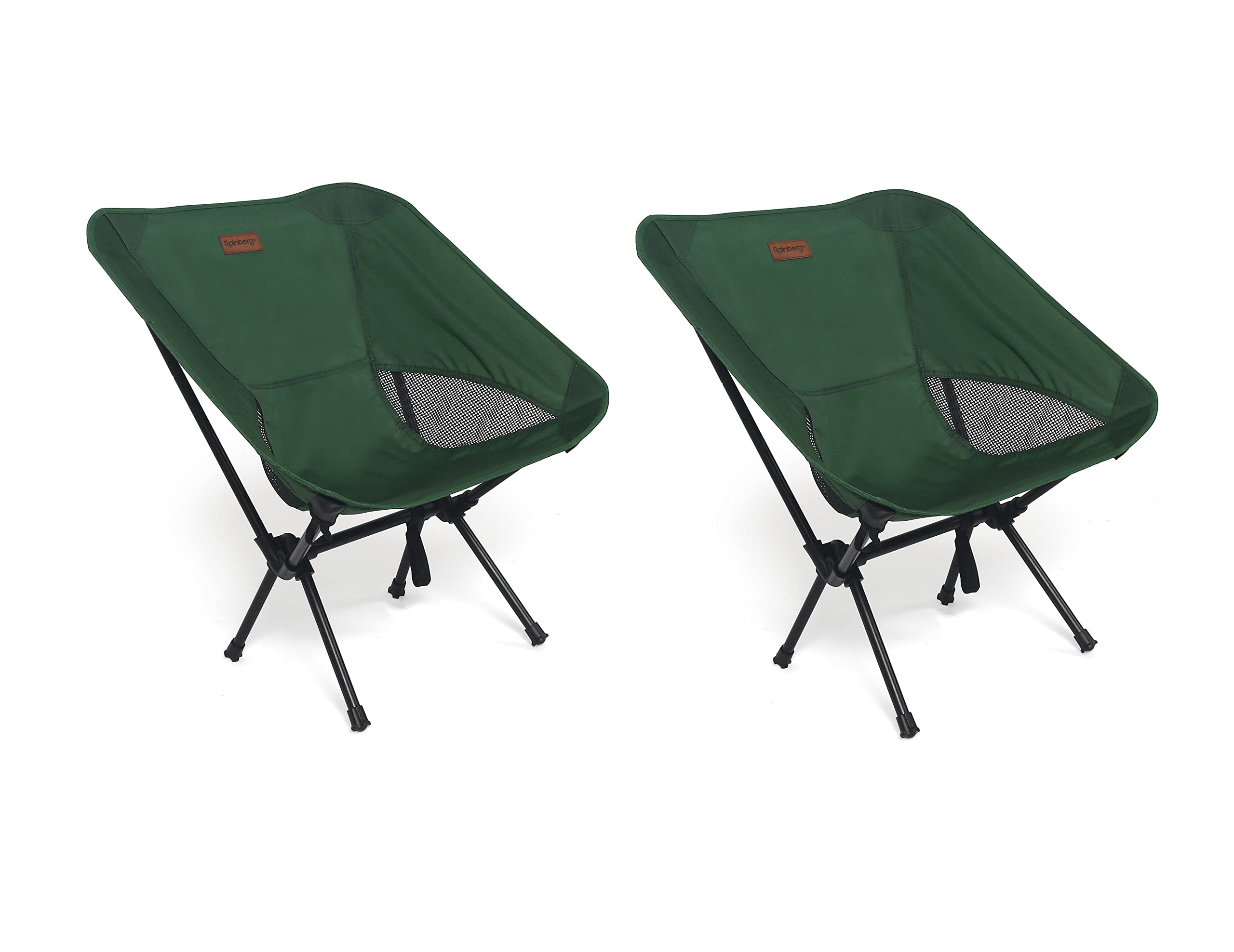 Rainberg Ultra Lightweight Camping Chair, Folding Chair, Camping Chairs for Adults, Foldable Garden Outdoor Picnic BBQ Chairs. (Pack of 2, Green)