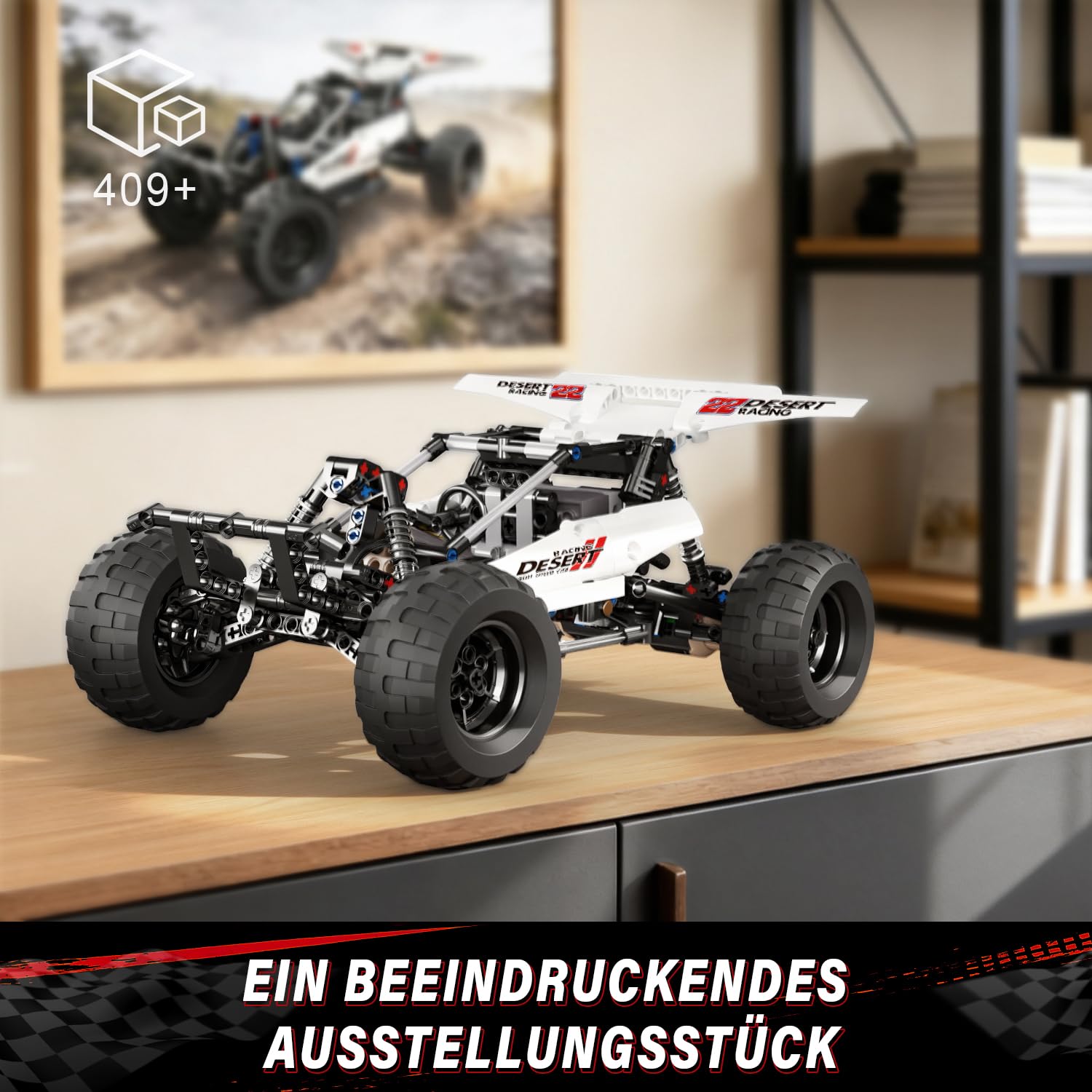 Mould King 18001 Buggy RC Technique en Briques – Véhicule de Course Tout-Terrain motorisé avec télécommande et contrôle Via Application, modèle Buggy du désert, pour Adultes et Adolescents (8+)