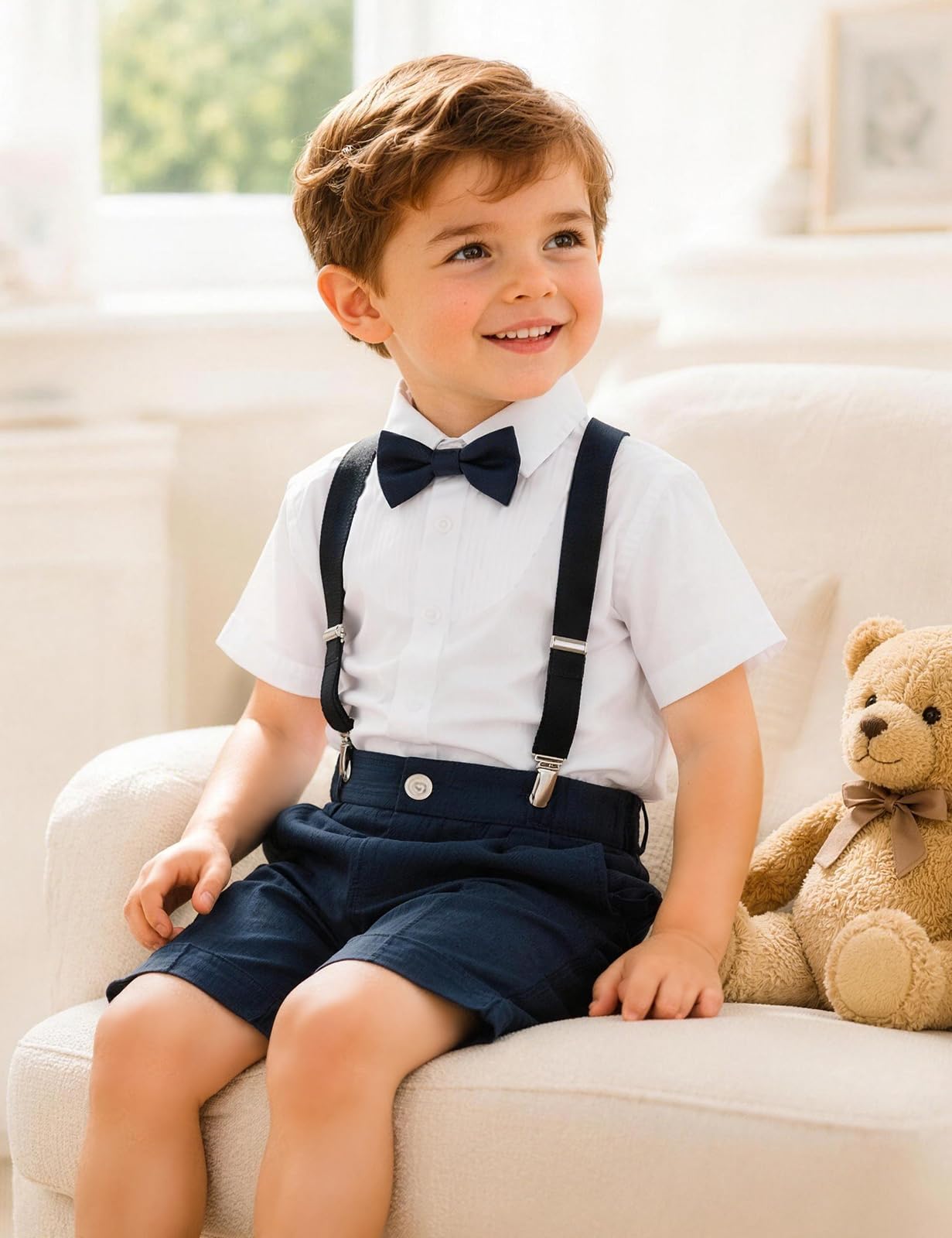 mintgreen Bambino Ragazzi Costume, Bambini Matrimonio Tuxedo Bow Cravatta Appeso Manica Corta Set di abiti, 1-4 anni