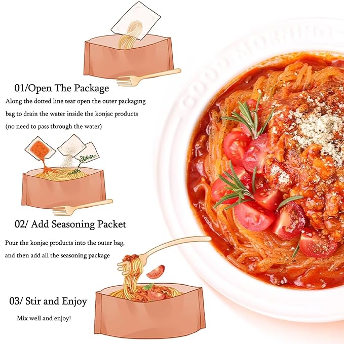 Fideos Konjac Cool Noodles Sabor Tomate Pimienta Negra 400g miniatura 2