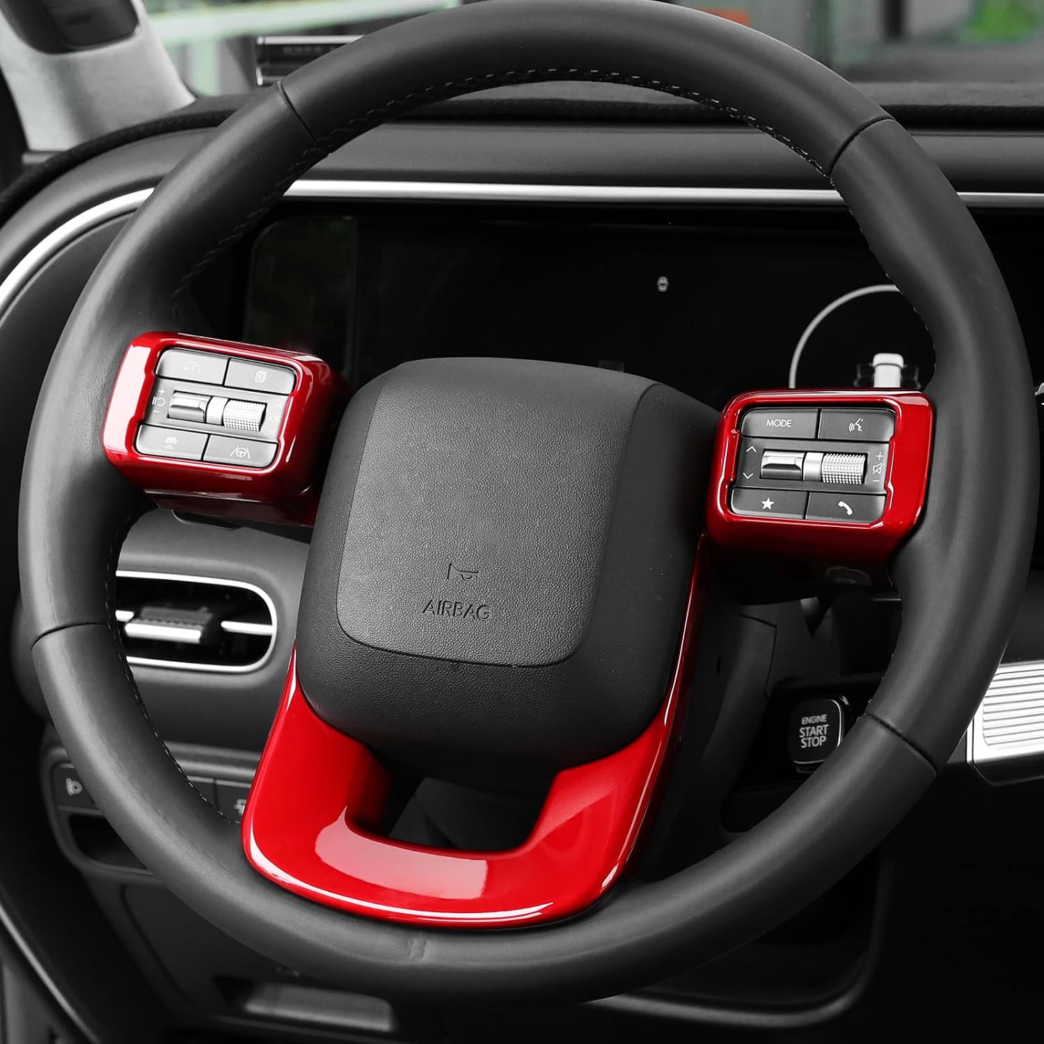 YOUTOOCAR Steering Wheel Cover Trim Compatible with Hyundai Santa Fe 2024-2026 Hyundai Palisade 2026 Hyundai IONIQ 9 Accessories (Red)