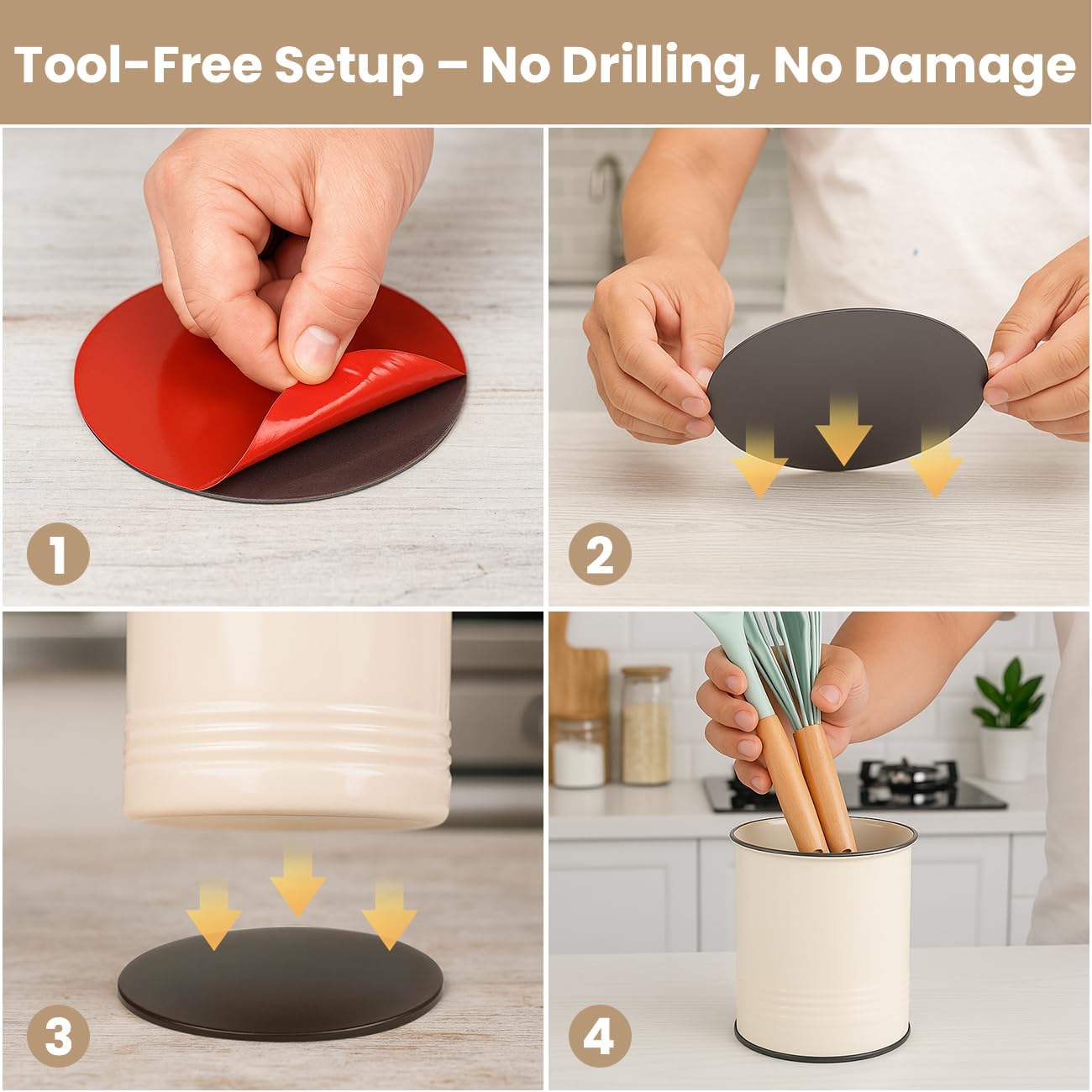 Magnetic RV Utensil Holder - Space-Saving Camper Accessories for RV Kitchen Organization - Strong Magnet Base for Secure Storage, No-Drill Utensil Organizer for Camping & Travel Trailers - 2 Pack