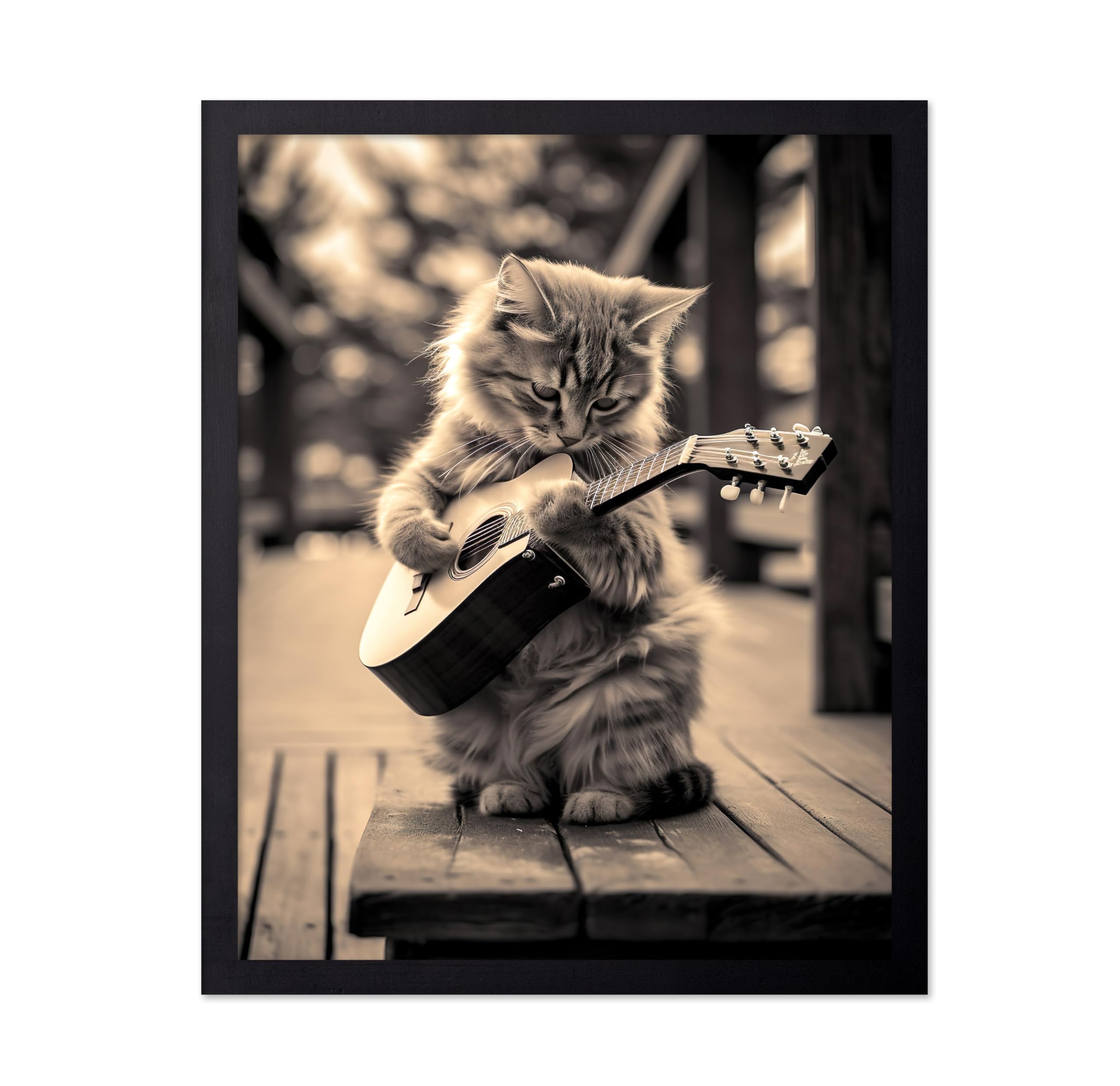 Poster Master Poster con gatti che suonano la chitarra, arte fotografica, arte musicale, regalo per uomini, donne e amanti degli animali, decorazione divertente per camera da letto, soggiorno