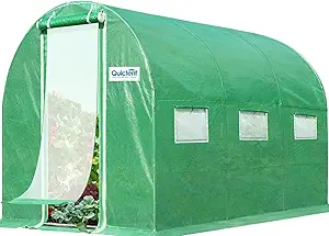 Quictent Premium Greenhouse for Outdoors, 10x6.6x6.6FT Upgraded Portable Walk-in Heavy Duty Frame Large Garden Plant Hot Outside Hoop House, 6 Ventilated Screen Window and Zipper Screen Door, Green
