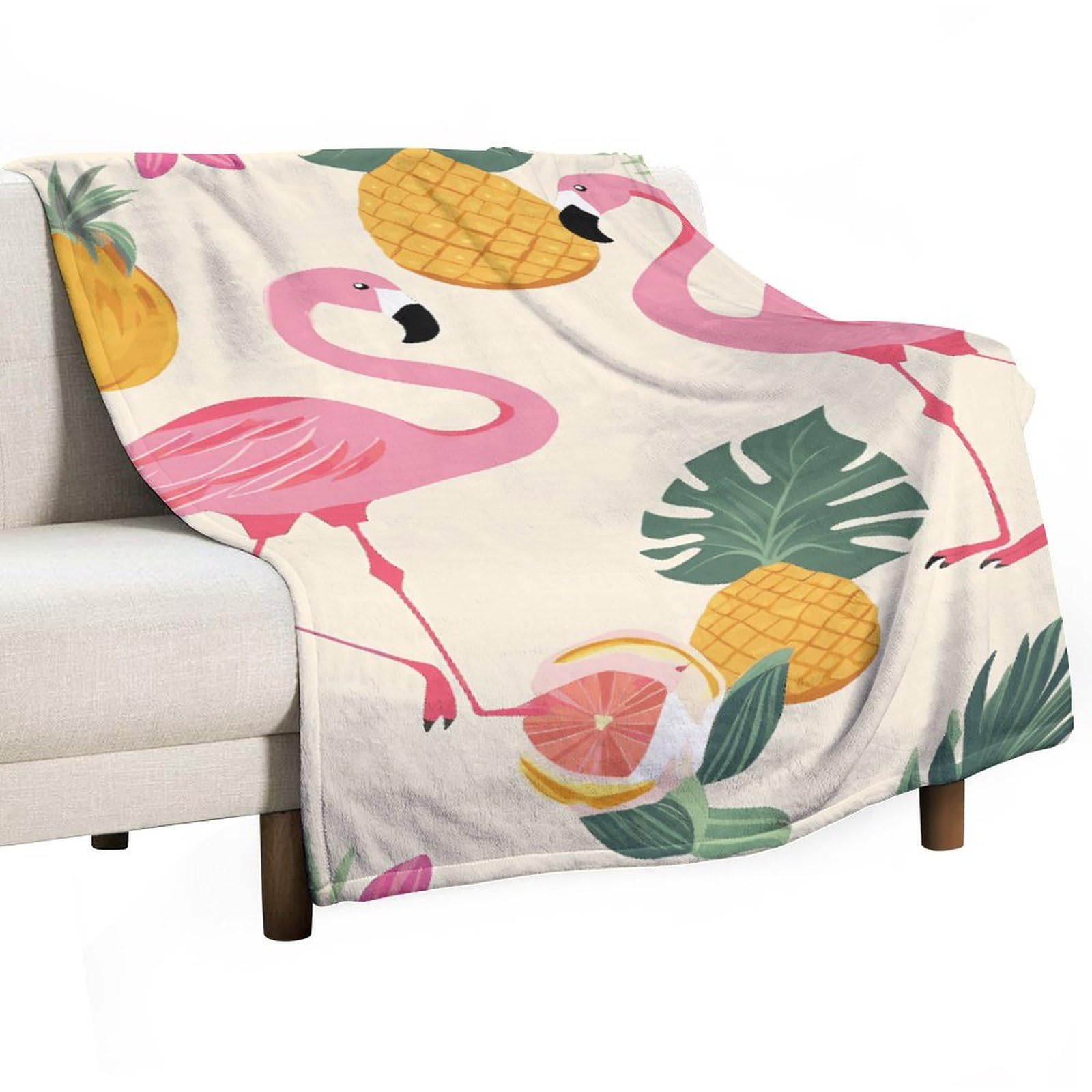 Couverture douce chaude motif flamants roses plaid lit chambre 177x127