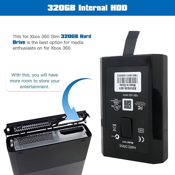 320GB Internal Hard Drive Disk HDD Compatible with Xbox 360 E & Compatible with Xbox 360 Slim Console