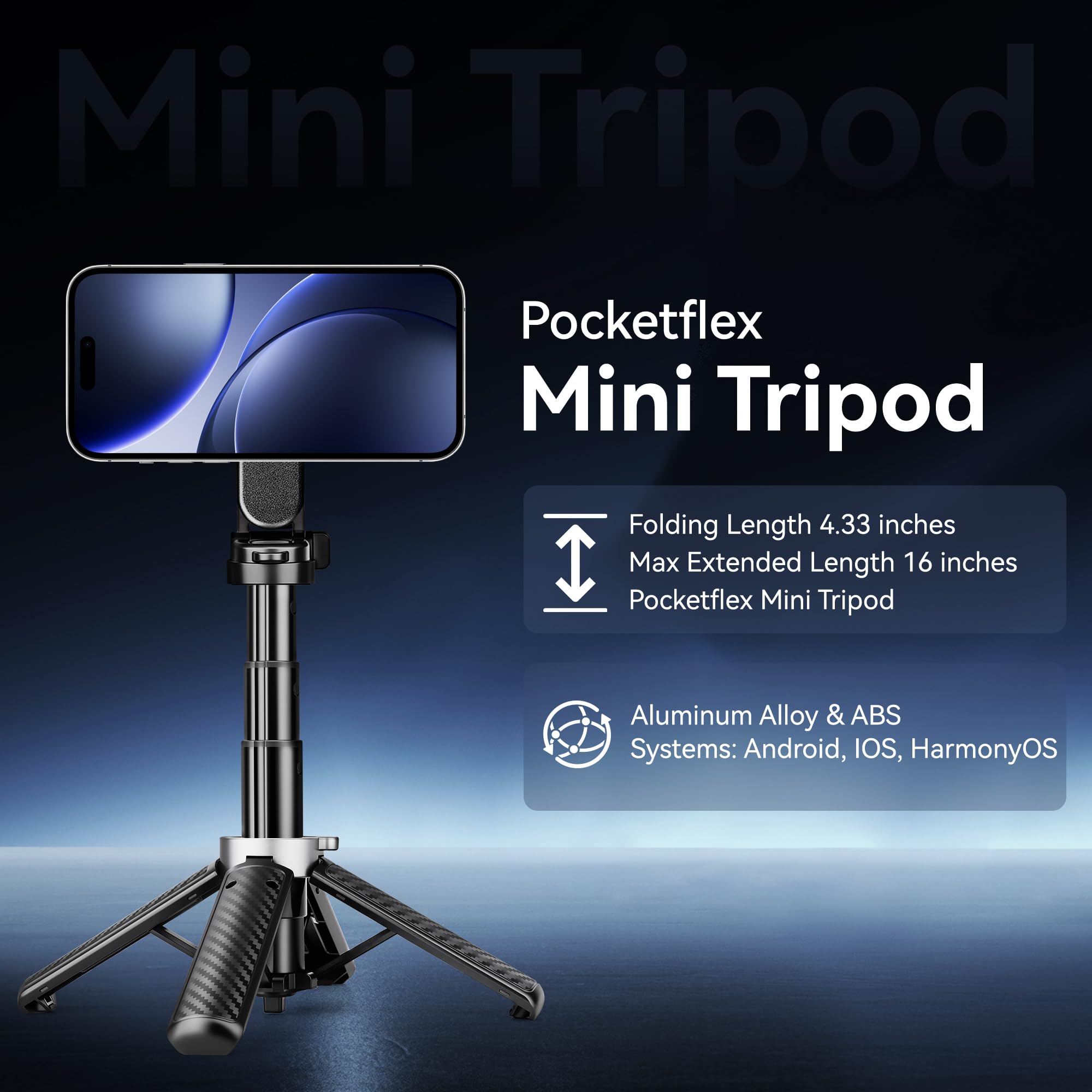 Treppiede magnetico per telefono, selfie stick treppiede con telecomando wireless e treppiedi leggeri per iPhone, compatibile con iPhone/Android