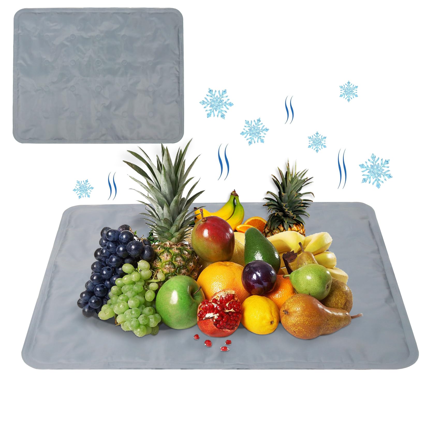Photo 1 of 2 Pcs Large Reusable Freezable Ice Mat – 23.6 x 19.7 inch Cooling Mat for Charcuterie Board, Cheese Tray, Veggie Platter, Sushi – Keeps Food Fresh & Cold for Picnics, Parties, Buffets, Gray