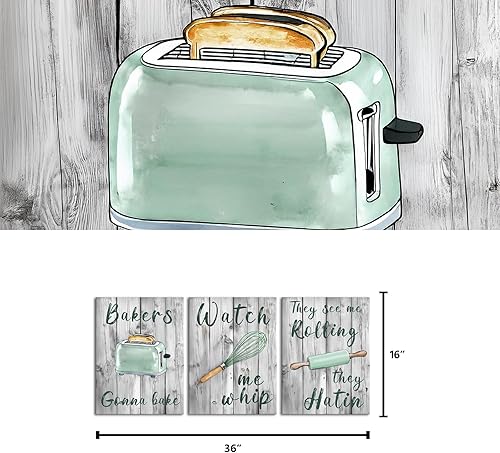 Miniatura 2 de Kalormore 3 piezas de arte de pared con citas de cocina, juego de 4 impresiones inspiradoras para decoración del hogar, comedor, cafetería,