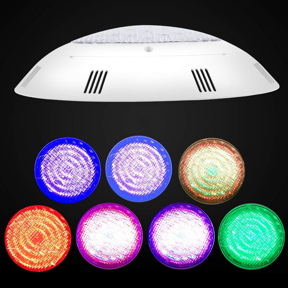 Luz LED Sumergible RGB, 18W, Control Remoto, IP68 Impermeable, 7 Colores Ajustables, con Cables, para Piscina, Fuente, Estanque