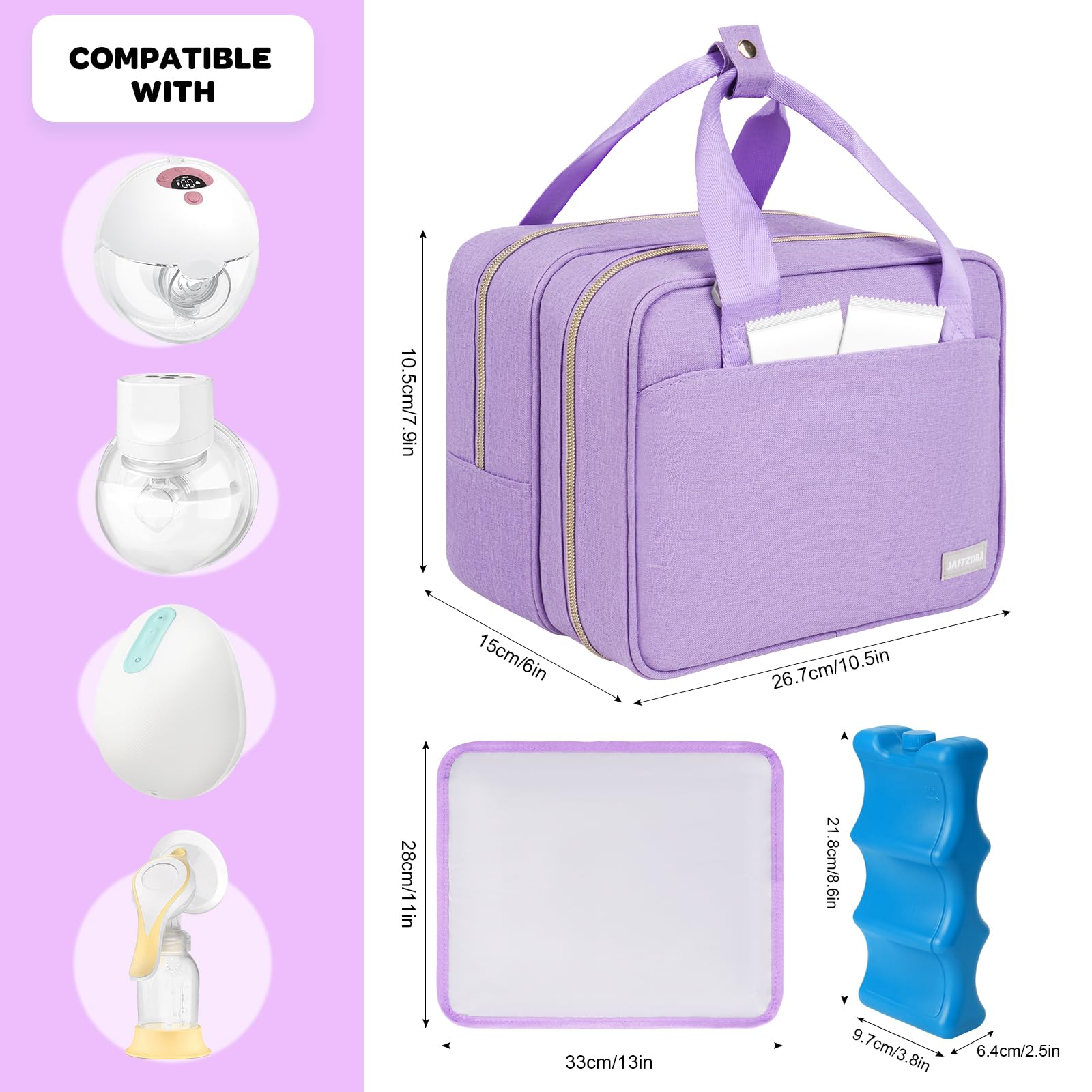 Tragbare Milchpumpentasche mit Kühlfach, kompatibel mit Momcozy M5/S12 Pro, Elvie & Medela Pumpen mit Stil