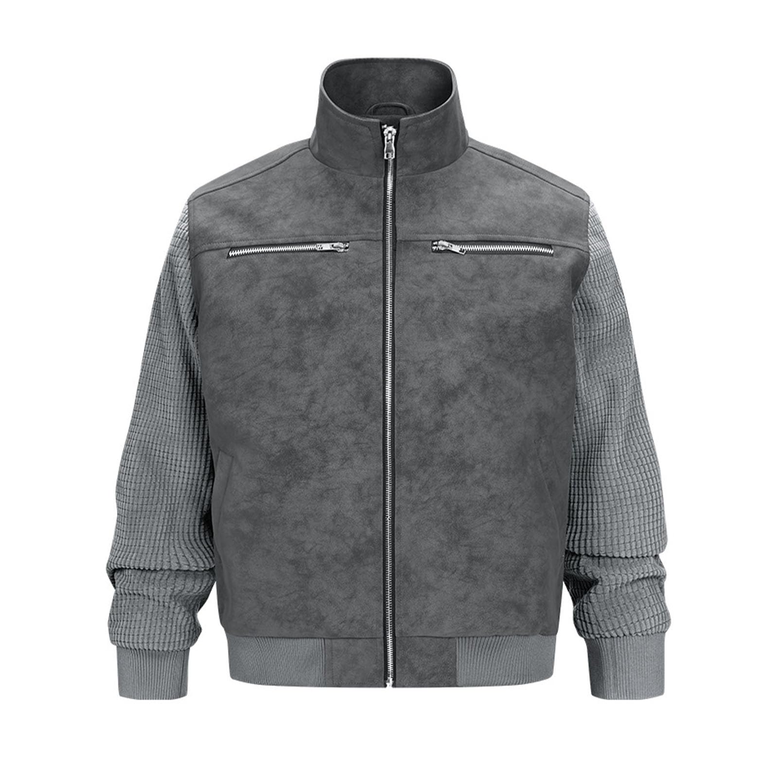 Generisch Übergangsjacke Herren Arbeitsjacke Winterjacke mit Reißverschlusstaschen Blousonjacke mit Brusttaschen Herbstjacke Windjacke Freizeitjack Sportjacke Slim Fit Herrenjacke