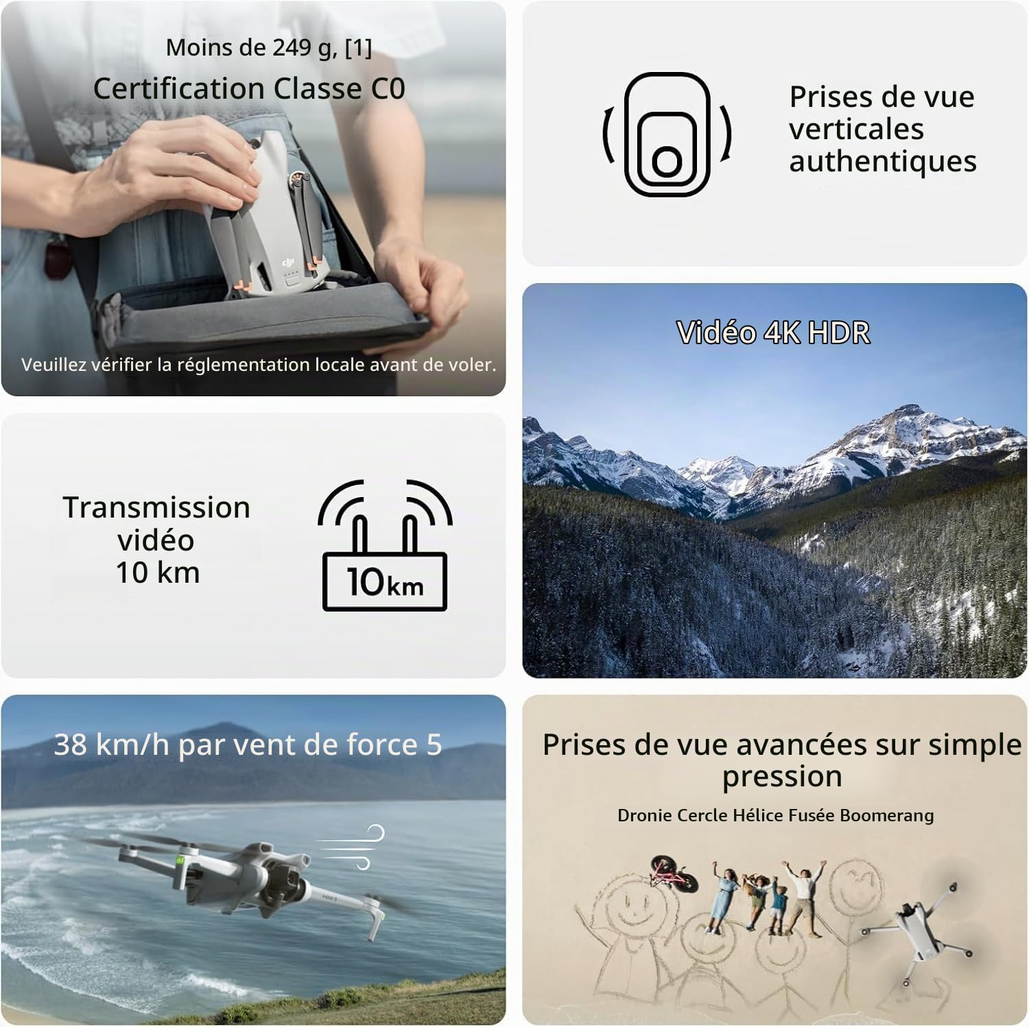 DJI Bundle Fly More Mini 3 (DJI RC) – Mini Drone Caméra Léger avec Nacelle à 3 Axes et Vidéo 4K HDR, Trois Batteries pour un Vol de 114 Min, Prise de Vue Verticale, Transmission Vidéo jusqu’à 10 km