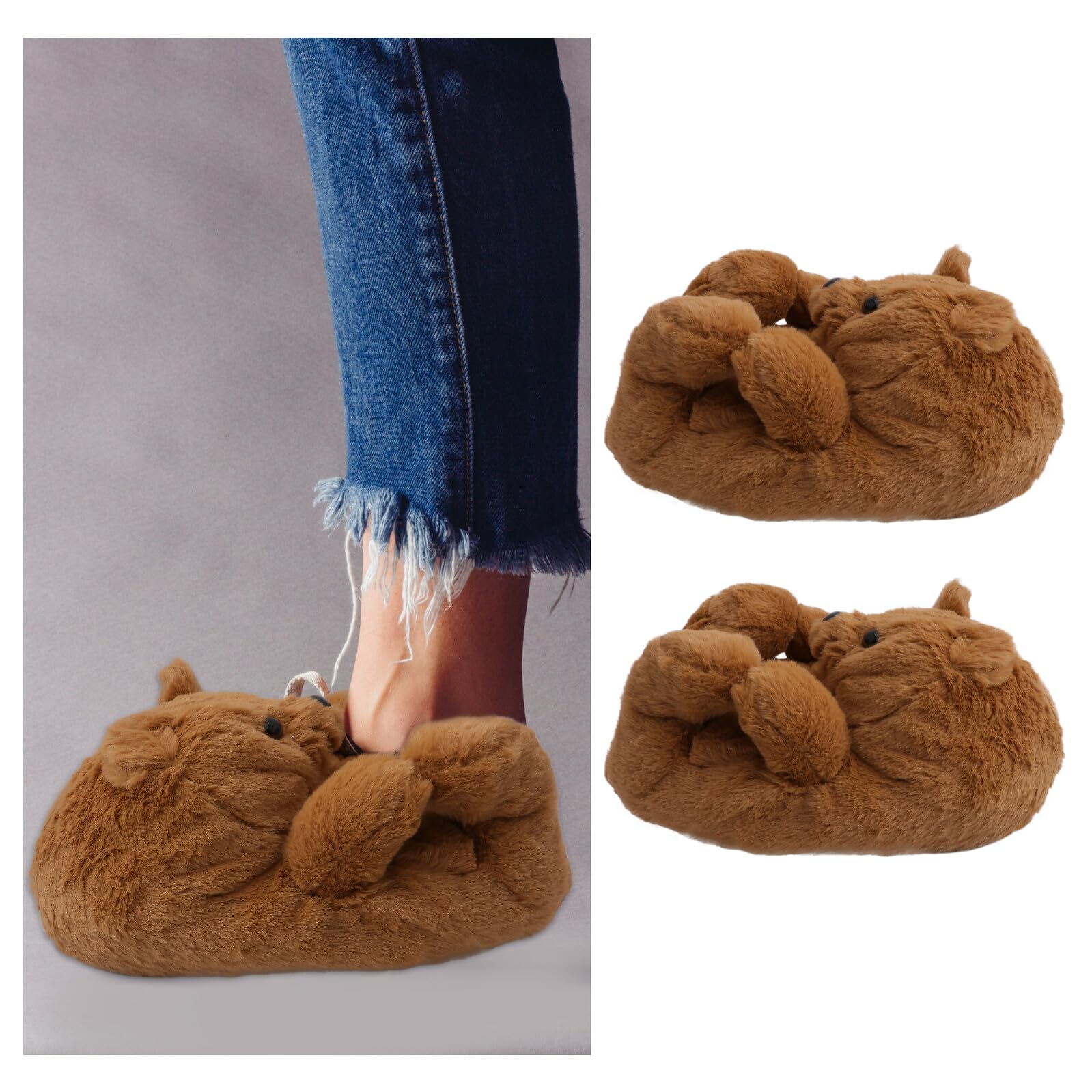 Mipcase Zapatos Cálidos de Felpa para Mujer Pantuflas Antideslizantes Dibujos Animados para Invierno Uso Interior Casa Obsequio de Navidad