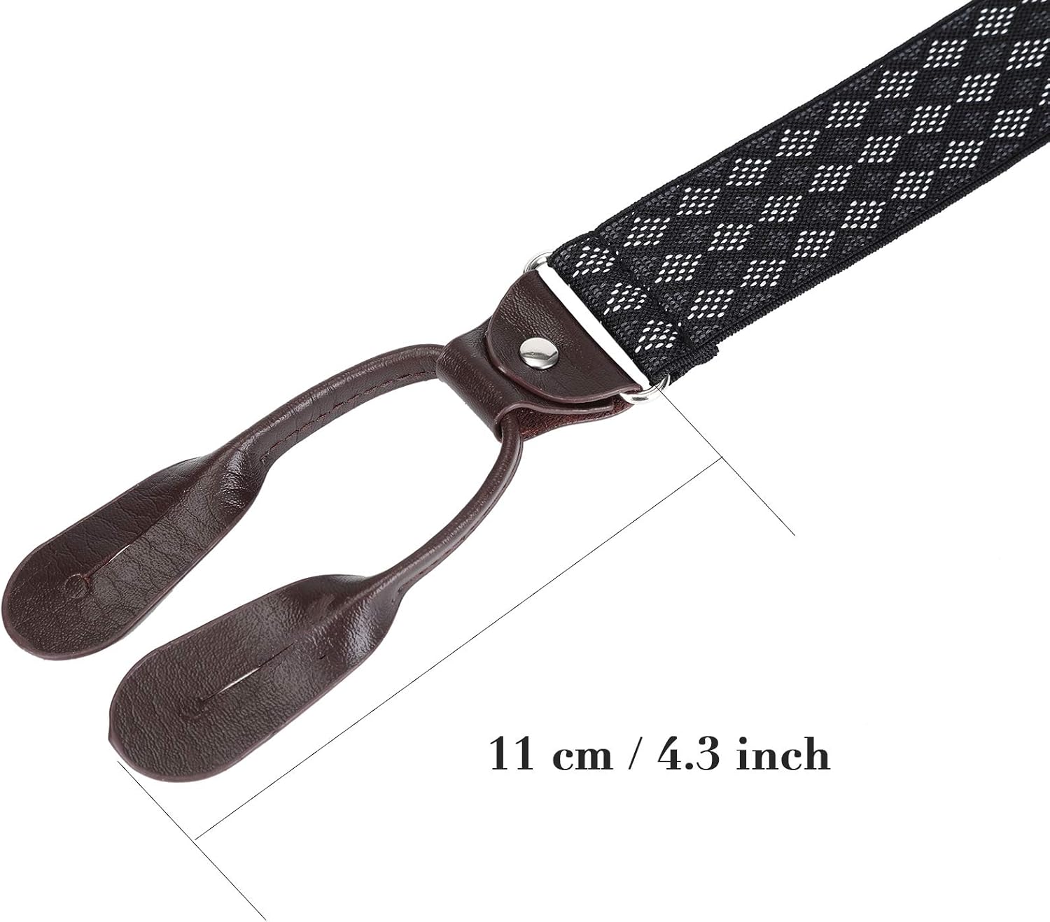 AWAYTR Mens Brown Button End Suspenders - Adjustable Elastic Y Shape Tuxedo Suspender - Image 2